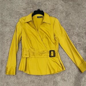apt.9 mustard yellow belted waist blazer